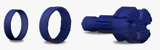 1778822762634606.jpg MSD concentric casing system components: pilot bit, ring bit, casing tube, and casing shoe for drill casing pipe advancement