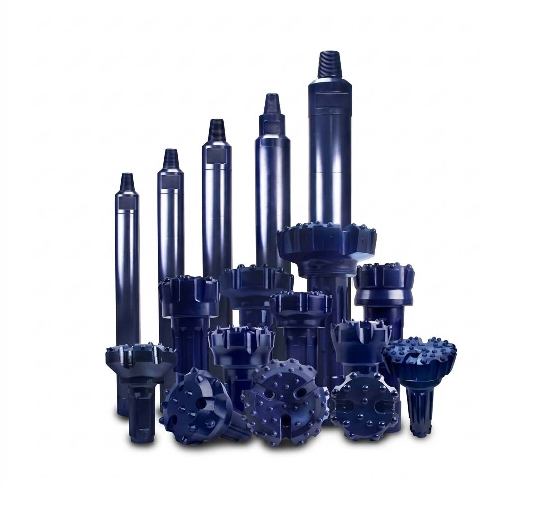 Complete MSD DTH drilling system with hammer bit and drill pipes ready for assembly 